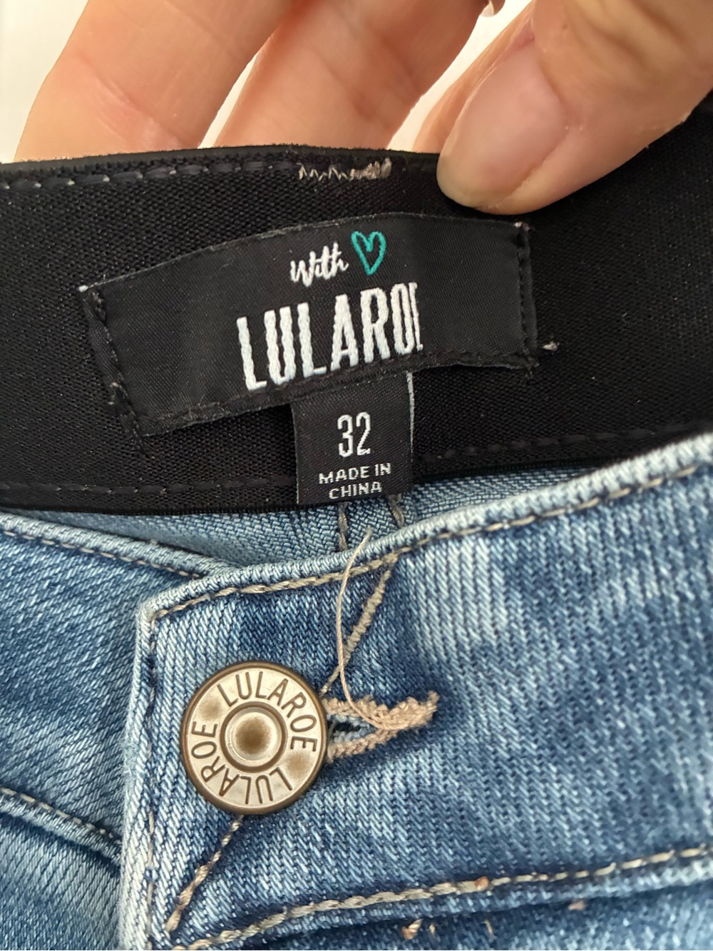 LuLaRoe Light Blue Denim Rolled Hem Shorts - Picture 2 of 3